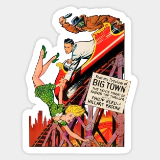 REVISTANGO #47 - Roller Coaster Suspense with Falling Heroine, Gunman, and Blazing Skyline in Retro Noir Adventure Illustration Sticker
